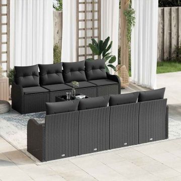 vidaXL Set de canapele pentru grădină 9 pcs Negru 55 x 55 x 37 cm