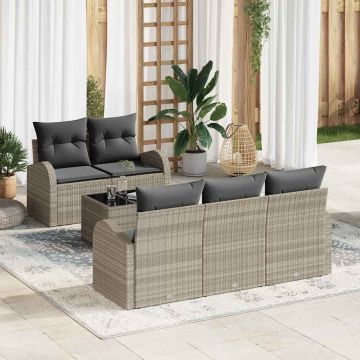 vidaXL Set de canapele pentru grădină cu pernă 6 pcs Gri deschis