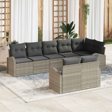 vidaXL Set de canapele pentru grădină cu pernă 8 pcs 289 x 124 x 85 cm
