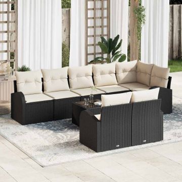 vidaXL Set de canapele pentru grădină cu pernă 9 pcs 289 x 124 x 85 cm