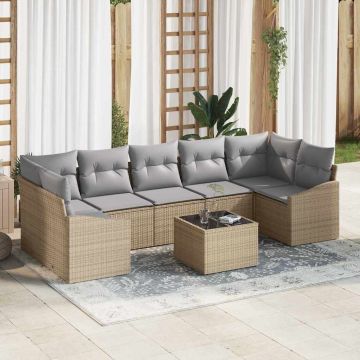 vidaXL Set de canapele pentru grădină cu pernă Beige și gri deschis