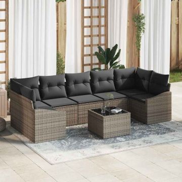 vidaXL Set de canapele pentru grădină cu pernă Gri 55 x 55 x 37 cm