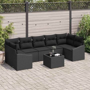 vidaXL Set de canapele pentru grădină cu pernă Negru 55 x 55 x 37 cm
