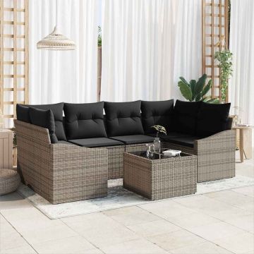 vidaXL Set de canapele pentru grădină Manual 7 pcs Gri 55 x 55 x 37 cm
