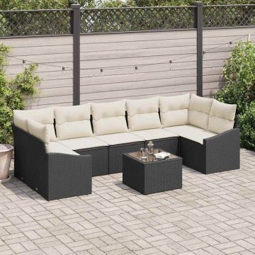 vidaXL Set de canapele pentru grădină Negru și Crem 55 x 55 x 37 cm