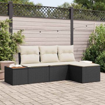 vidaXL cu pernă Ajustabil 4 pcs Negru
