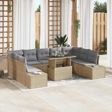 vidaXL Set de canapele pentru grădină 10 pcs bej și gri deschis