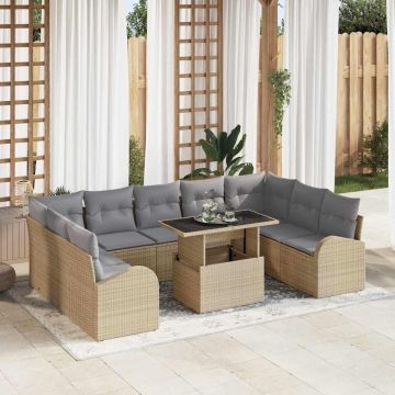vidaXL Set de canapele pentru grădină 10 pcs bej și gri deschis