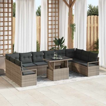 vidaXL Set de canapele pentru grădină 11 pcs Gri 100 x 55 x 73 cm
