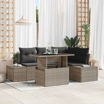 vidaXL Set de canapele pentru grădină 5 pcs Gri 100 x 55 x 73 cm