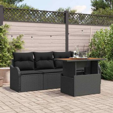 vidaXL Set de canapele pentru grădină 5 pcs Negru 100 x 55 x 73 cm