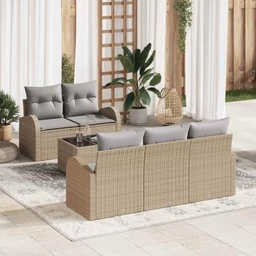 vidaXL Set de canapele pentru grădină 6 pcs Bej și gri 55 x 55 x 37 cm