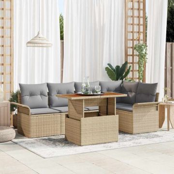 vidaXL Set de canapele pentru grădină 6 pcs bej și gri deschis