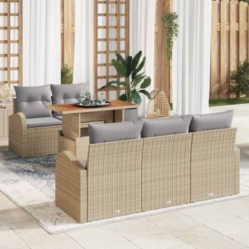 vidaXL Set de canapele pentru grădină 6 pcs bej și gri deschis