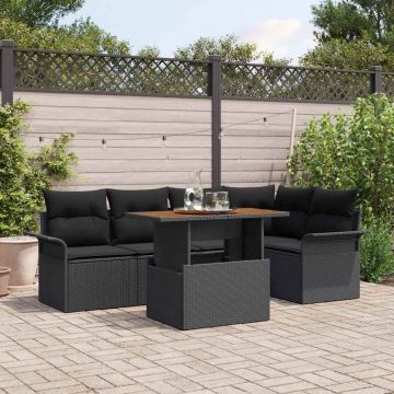 vidaXL Set de canapele pentru grădină 6 pcs Negru 100 x 55 x 73 cm