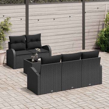 vidaXL Set de canapele pentru grădină 6 pcs Negru 55 x 55 x 37 cm