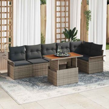 vidaXL Set de canapele pentru grădină 7 pcs Gri 100 x 55 x 73 cm