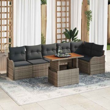 vidaXL Set de canapele pentru grădină 7 pcs Gri 100 x 55 x 73 cm