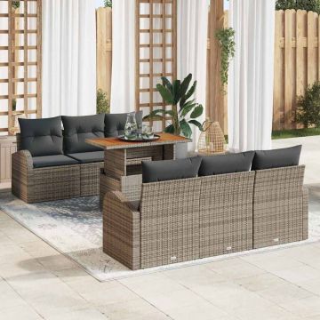 vidaXL Set de canapele pentru grădină 7 pcs Gri 100 x 55 x 73 cm