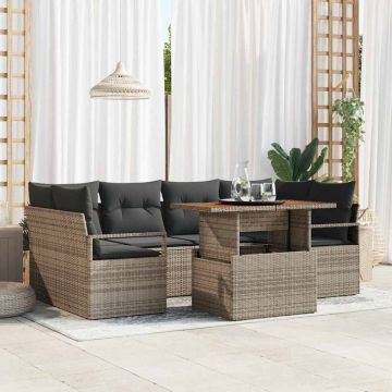 vidaXL Set de canapele pentru grădină 7 pcs Gri 100 x 55 x 73 cm