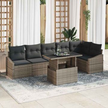 vidaXL Set de canapele pentru grădină 7 pcs Gri 100 x 55 x 73 cm