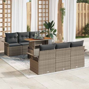 vidaXL Set de canapele pentru grădină 7 pcs Gri 100 x 55 x 73 cm