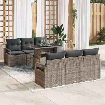 vidaXL Set de canapele pentru grădină 7 pcs Gri 100 x 55 x 73 cm