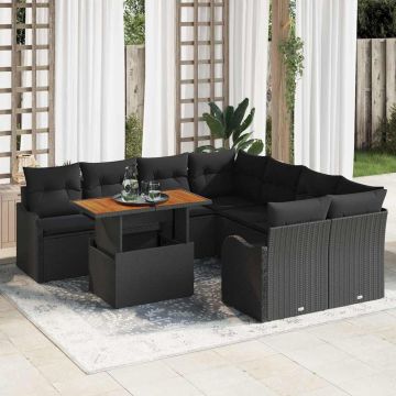 vidaXL Set de canapele pentru grădină 7 pcs Negru 100 x 55 x 73 cm