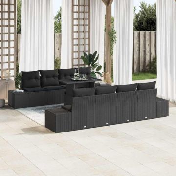 vidaXL Set de canapele pentru grădină 7 pcs Negru 100 x 55 x 73 cm