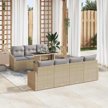 vidaXL Set de canapele pentru grădină 8 pcs bej și gri deschis
