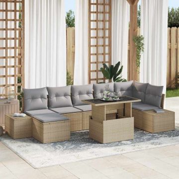 vidaXL Set de canapele pentru grădină 8 pcs bej și gri deschis