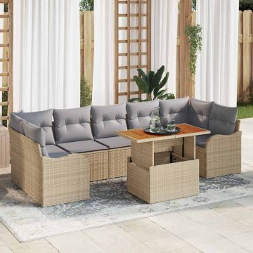 vidaXL Set de canapele pentru grădină 8 pcs bej și gri deschis