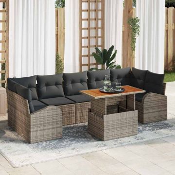 vidaXL Set de canapele pentru grădină 8 pcs Gri 100 x 55 x 73 cm