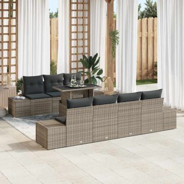 vidaXL Set de canapele pentru grădină 8 pcs Gri 100 x 55 x 73 cm