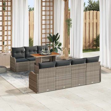 vidaXL Set de canapele pentru grădină 8 pcs Gri 100 x 55 x 73 cm