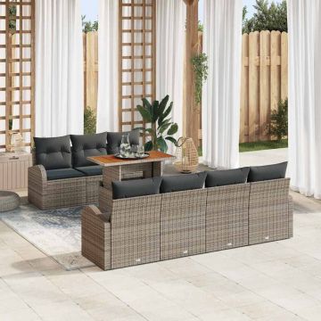 vidaXL Set de canapele pentru grădină 8 pcs Gri 100 x 55 x 73 cm
