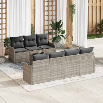 vidaXL Set de canapele pentru grădină 8 pcs Gri deschis și gri închis