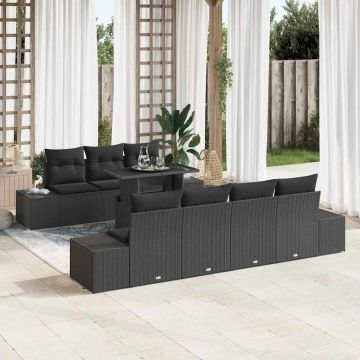 vidaXL Set de canapele pentru grădină 8 pcs Negru 100 x 55 x 73 cm