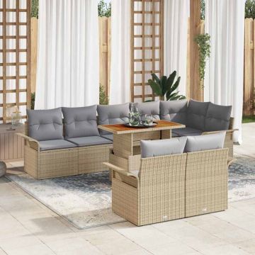 vidaXL Set de canapele pentru grădină 9 pcs bej și gri deschis