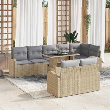 vidaXL Set de canapele pentru grădină 9 pcs bej și gri deschis