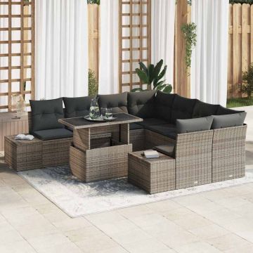 vidaXL Set de canapele pentru grădină 9 pcs Gri 100 x 55 x 73 cm