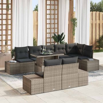 vidaXL Set de canapele pentru grădină 9 pcs Gri 100 x 55 x 73 cm