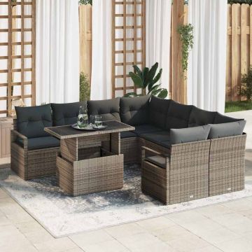 vidaXL Set de canapele pentru grădină 9 pcs Gri 100 x 55 x 73 cm