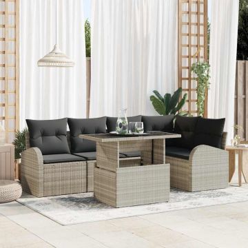 vidaXL Set de canapele pentru grădină cu pernă 6 pcs Gri deschis
