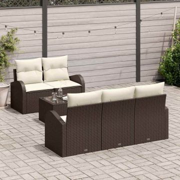 vidaXL Set de canapele pentru grădină cu pernă 6 pcs Maro și Crem