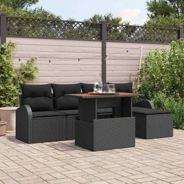 vidaXL Set de canapele pentru grădină cu pernă 6 pcs Negru