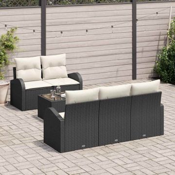 vidaXL Set de canapele pentru grădină cu pernă 6 pcs Negru și Crem