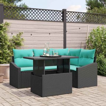 vidaXL Set de canapele pentru grădină cu pernă 6 pcs negru și crem