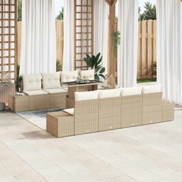 vidaXL Set de canapele pentru grădină cu pernă 7 pcs bej și crem