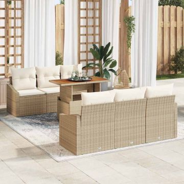 vidaXL Set de canapele pentru grădină cu pernă 7 pcs Bej și crem